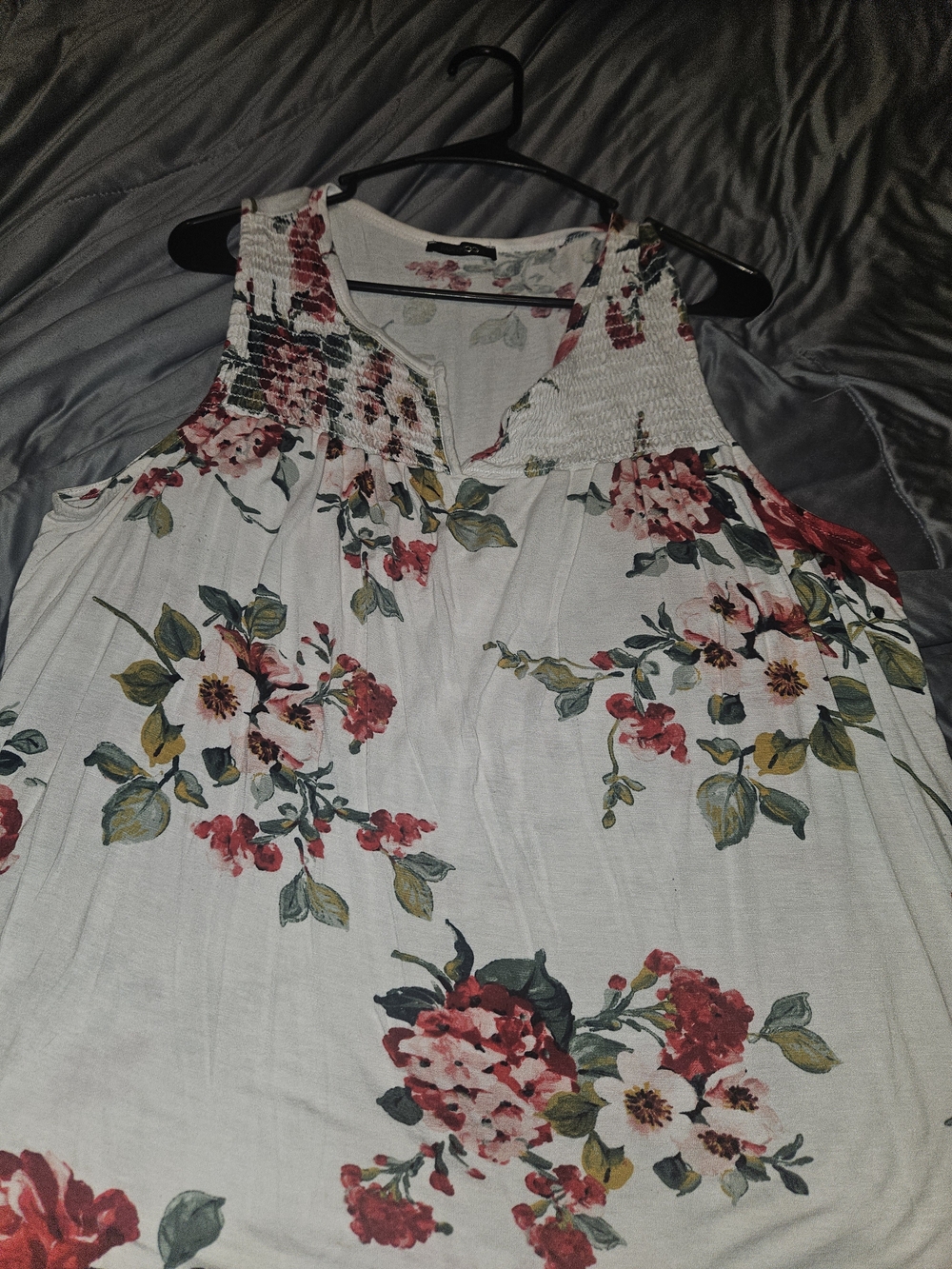 Papermoon Cream Floral Sleeveless Smocked Yoke Top